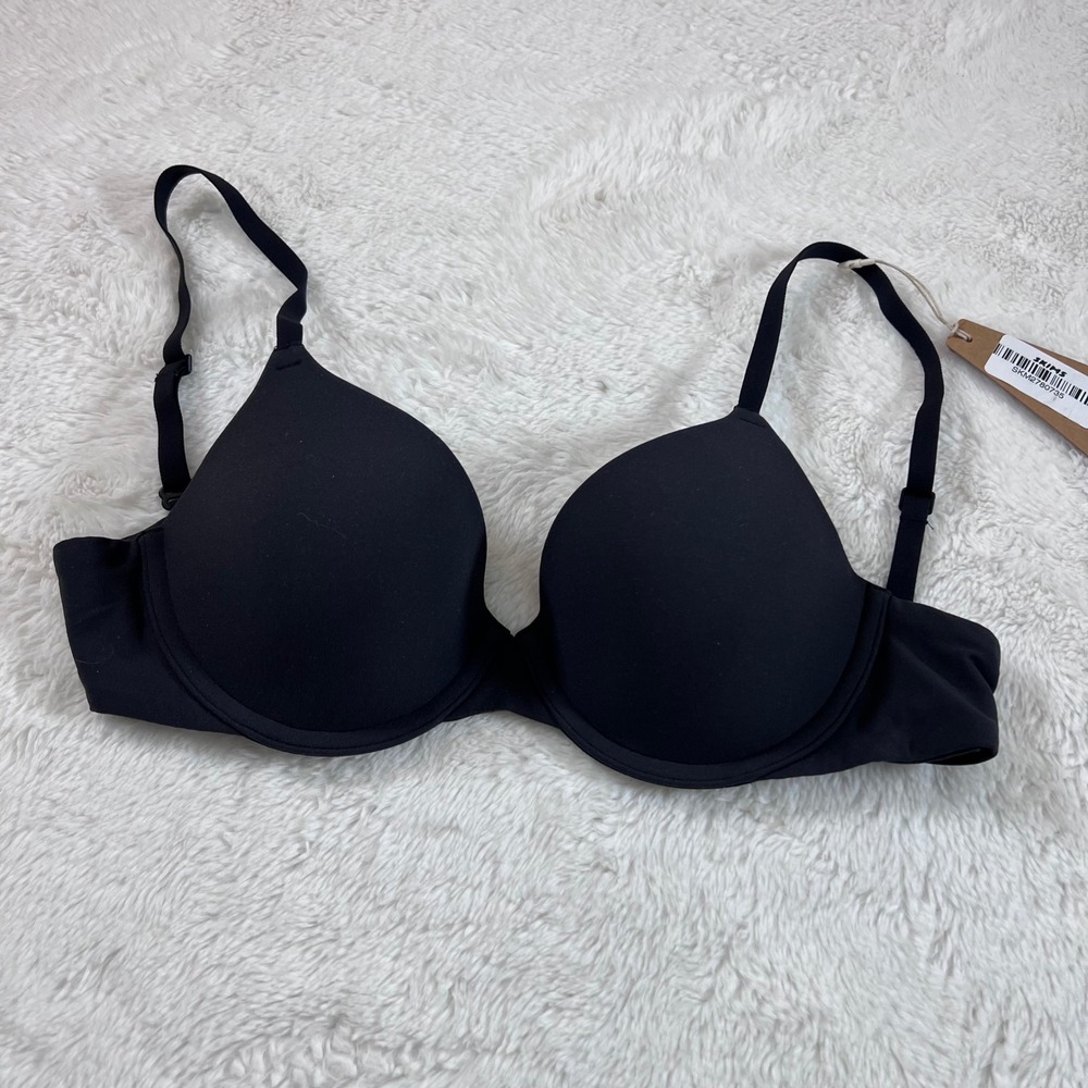 SKIMS Fits Everybody T-Shirt Bra‎ Onyx Black Underwire 32C BR-UWR-2294 NEW